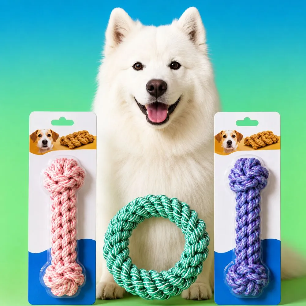 Cotton rope ring dog toy for tug-of-war, chewing & dental care - Image 4