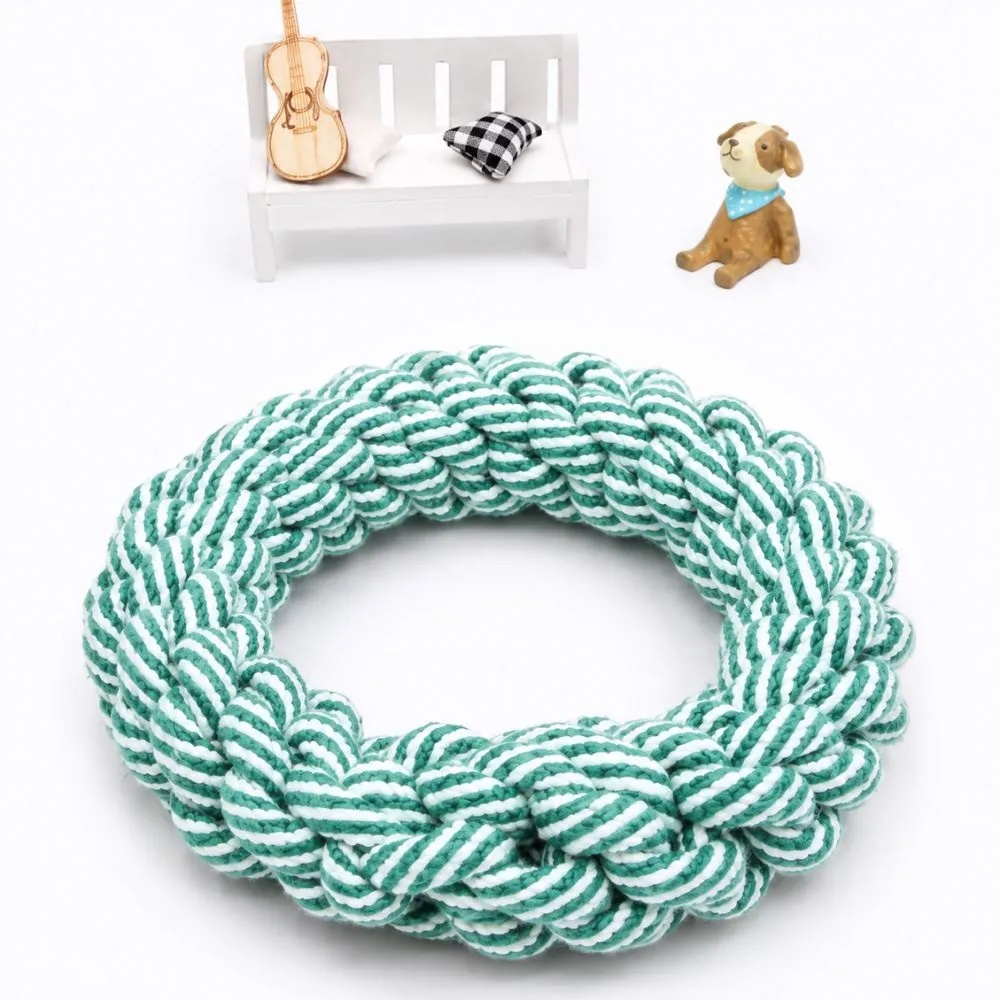 Cotton rope ring dog toy for tug-of-war, chewing & dental care - Image 3