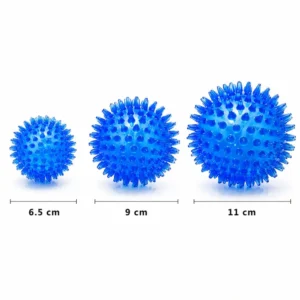 Dog chew ball toy shown in three available sizes