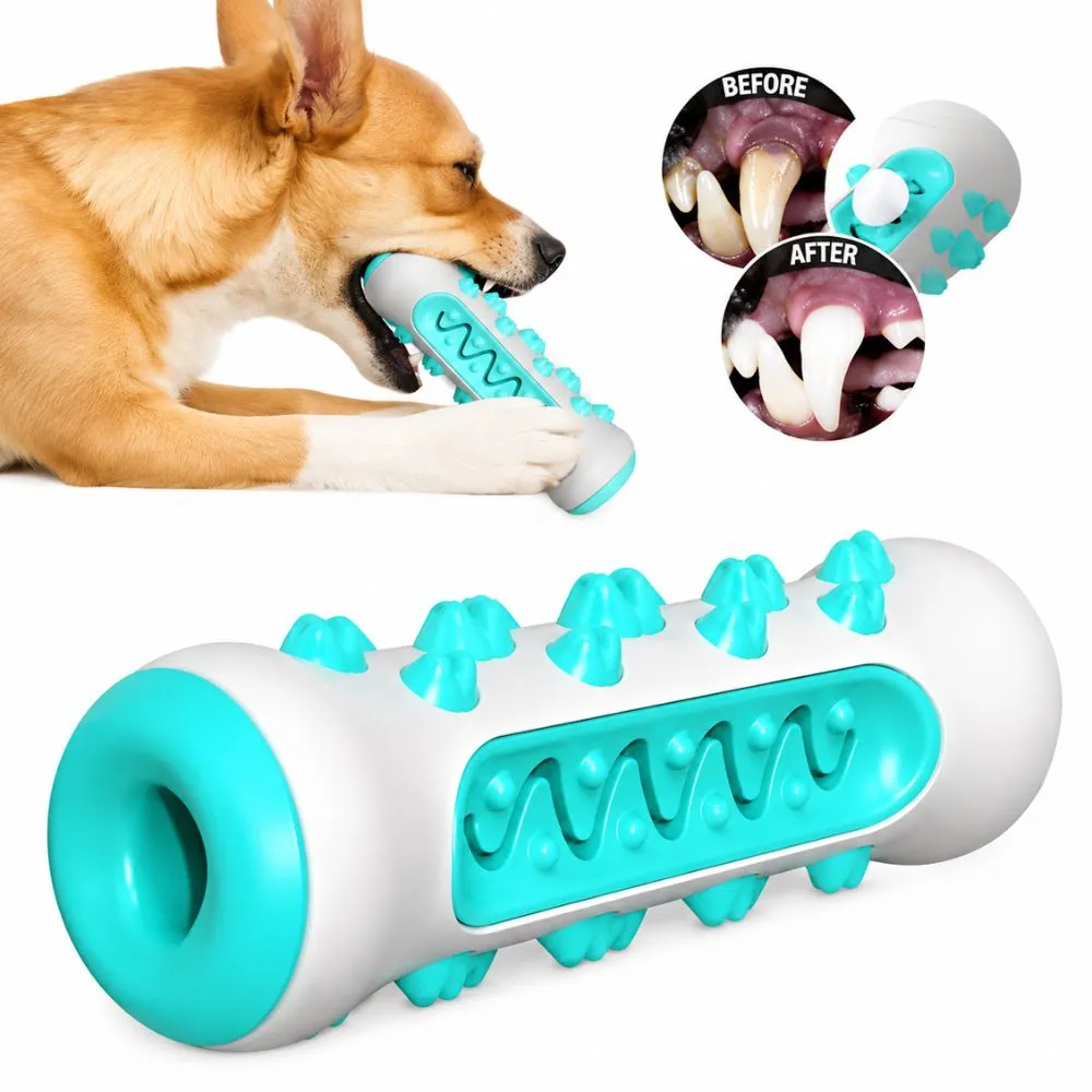 Dog molar toothbrush chew toy in blue, designed for medium to large dogs