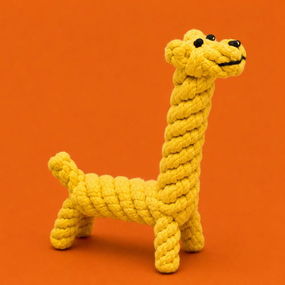 Giraffe cotton rope toy for teeth cleaning and chewing