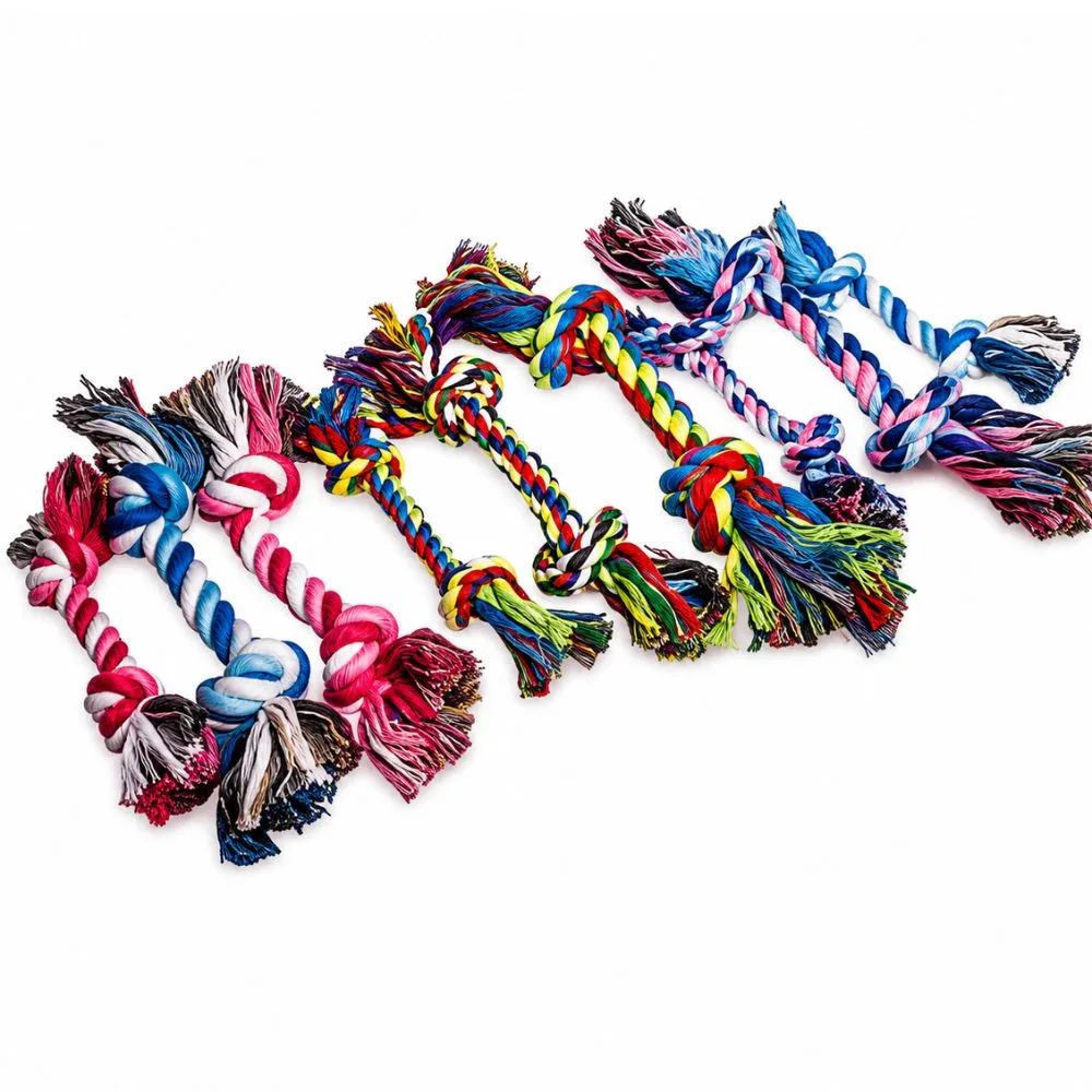 Puppy rope toy bundle showing braided cotton rope texture