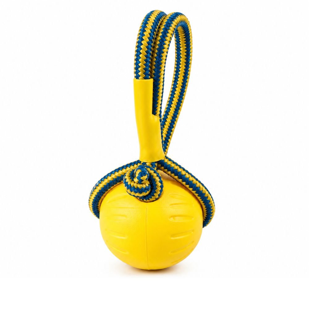 EVA foam dog tug rope ball with nylon rope