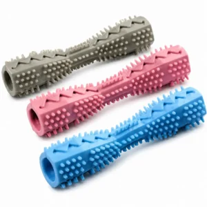 Hexagonal dog toothbrush stick with dental cleaning grooves