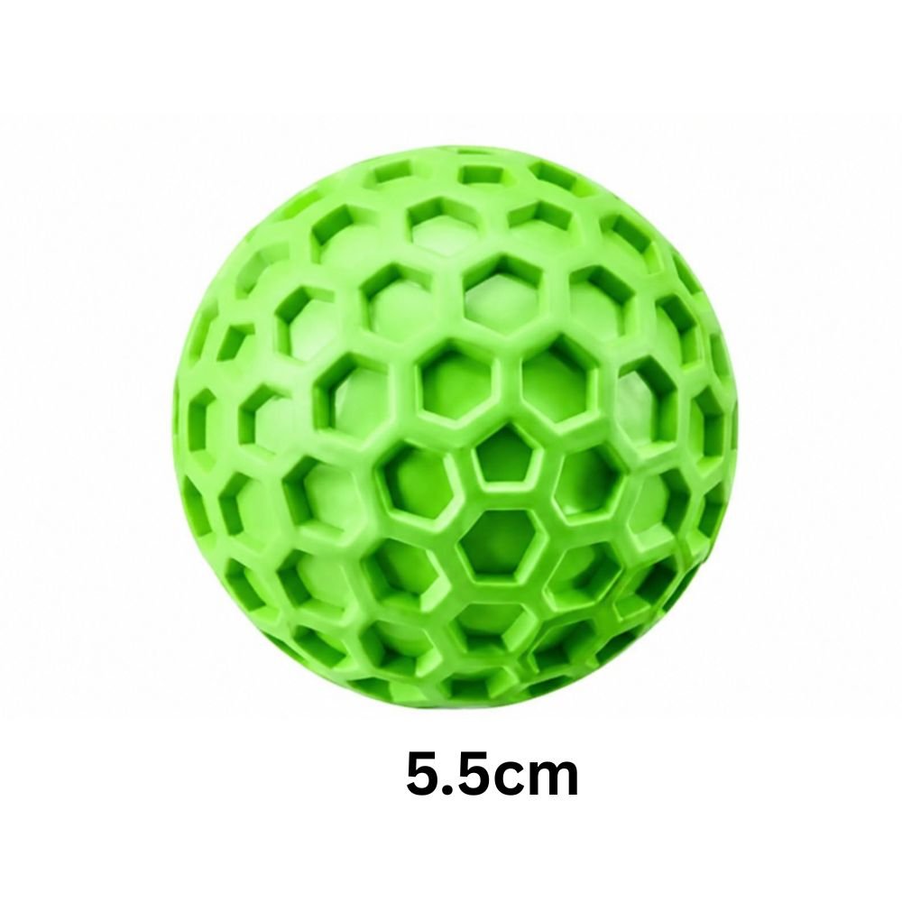 Green honeycomb squeaky dog ball, small 5.5 cm size