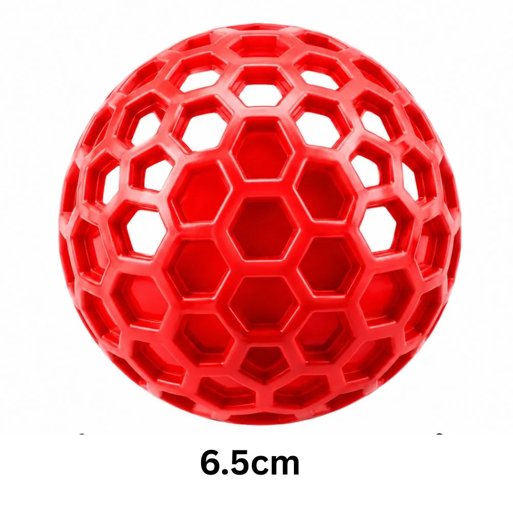 Red honeycomb squeaky dog ball, small 5.5 cm size
