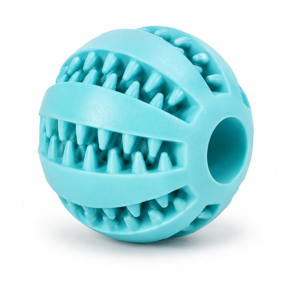 Light blue interactive dog treat dispensing ball