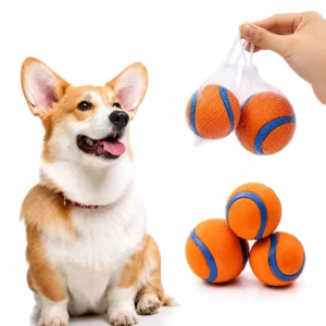 Solid elastic dog ball orange rubber fetch toy for dogs