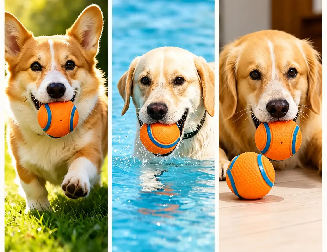 Solid elastic dog ball for outdoor fetch, water play, and indoor training