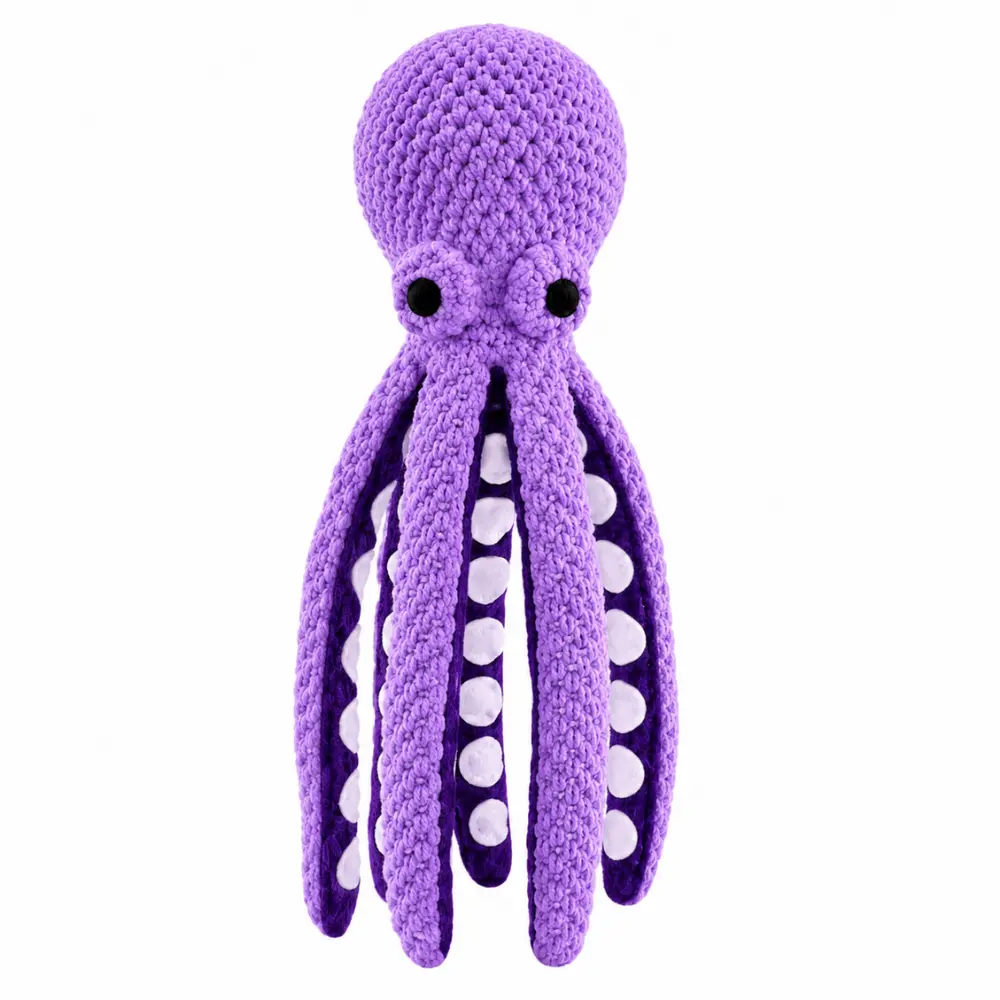 Purple color option of the squeaky plush octopus dog toy