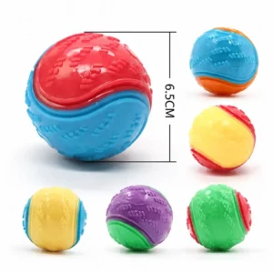 TPR squeaky dog ball with textured surface in multiple colors, 6.5 cm