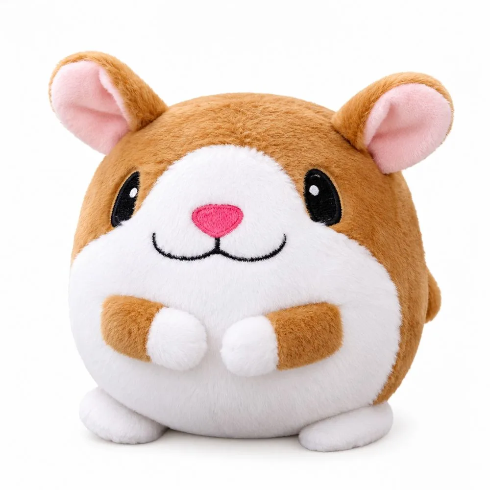 Hamster design of the active moving pet plush toy with brown and white fur