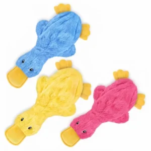 A stuffing-free duck built for squeak and crinkle play