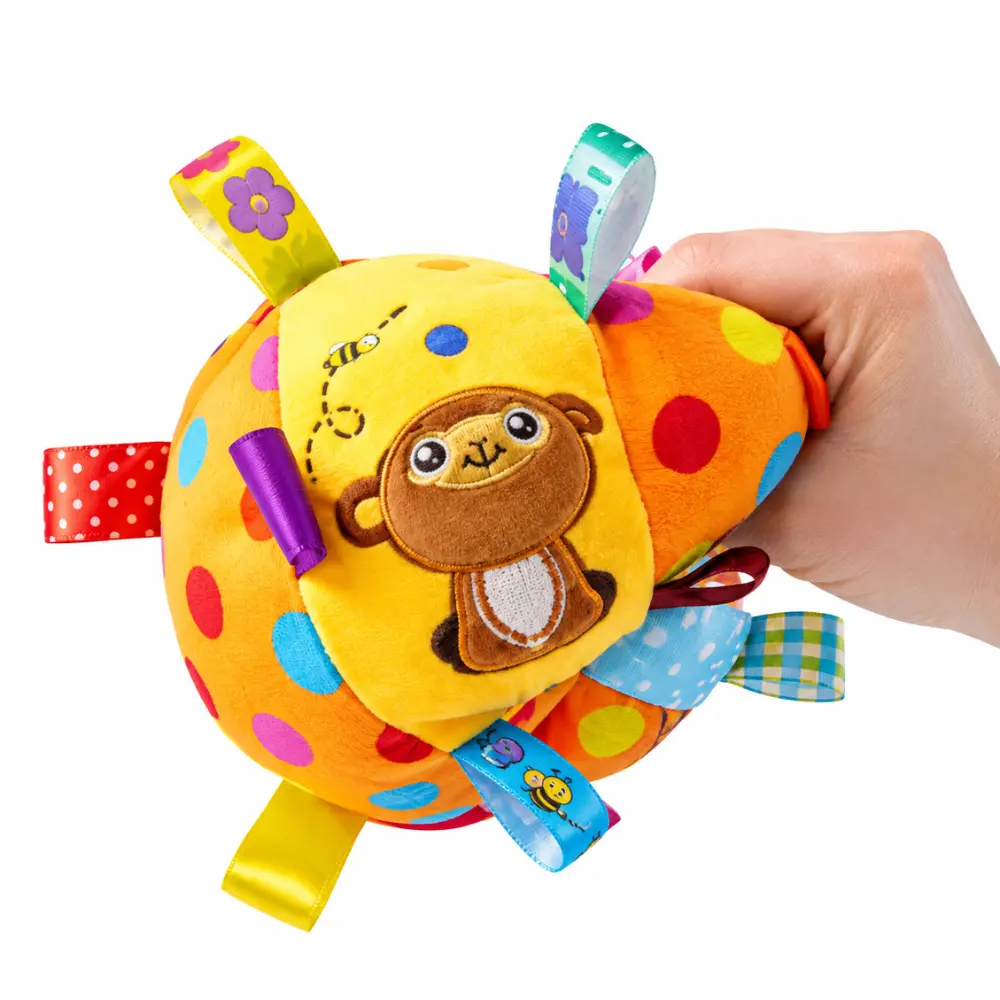 Ribbon Tag Squeaky Plush Dog Ball Toy - Image 3