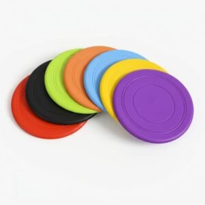 Soft rubber dog frisbee flying discs in 7 colors: red, black, green, orange, blue, yellow, and purple
