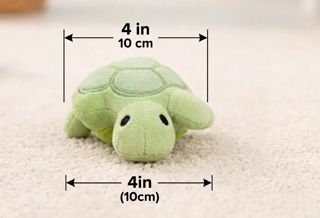 Mini turtle plush dog toy, about 4 inches (10 cm) long